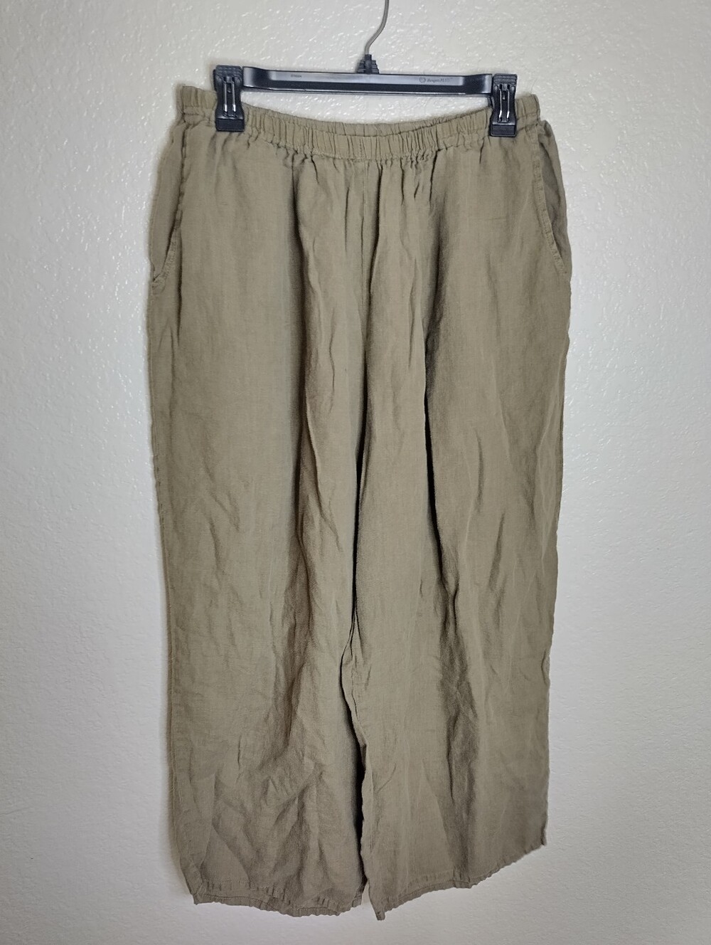 FLAX Lagenlook Pull On Straight Leg Crop Pants Sz L